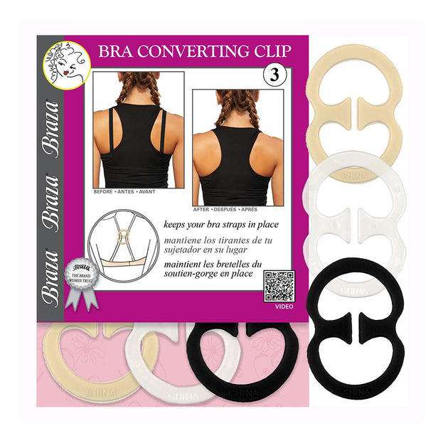 3 Pcs/Set Bra Clips - Hide Bra strap & adjust /enhance cleavage clip clear  nude black