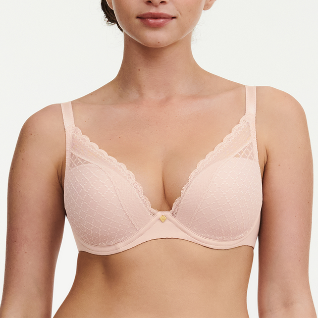 Double layered darted front panel high coverage slip on bra