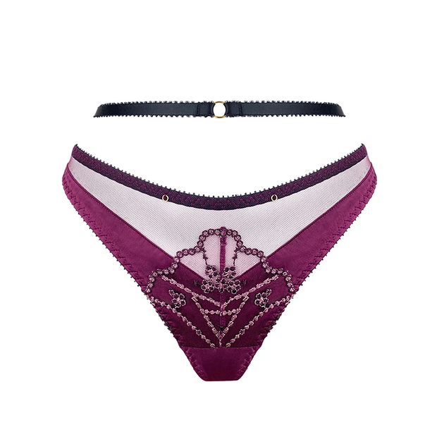 Secret Treasures Purple Lace Leaf Thong Panties Women's Size XXL/2XG(2 -  beyond exchange