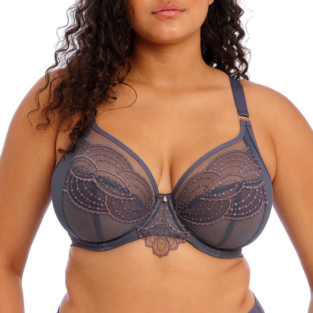 Camille Grey Non-Wire Lace Trim Padded Comfort Bra