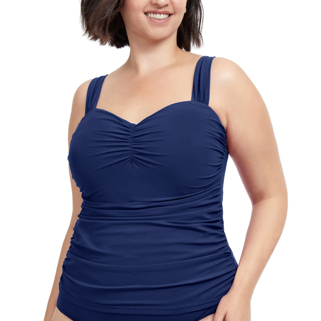 Swimsuits for All Women's Plus Size Sweetheart Wrap Tankini Top - 14, Blue