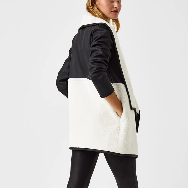 Spanx Fleece & Faux Leather Long Wrap Jacket 50448r – Petticoat
