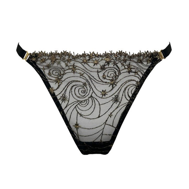 Sheer Lace Cut Out Adjustable Waist Band G-String Thong Panty at