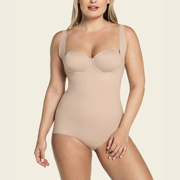 SPANX Shapewear for Women Thinstincts Open-Bust Mid-Thigh Bodysuit (Regular  and Plus Sizes) Soft Nude XS at  Women's Clothing store