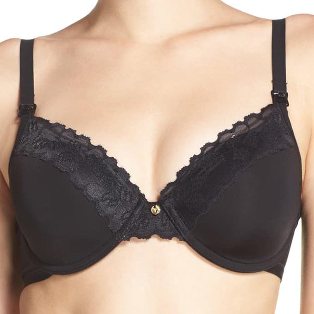 Front Closure Wireless Heather Cotton Bra with Lace Trims - ti