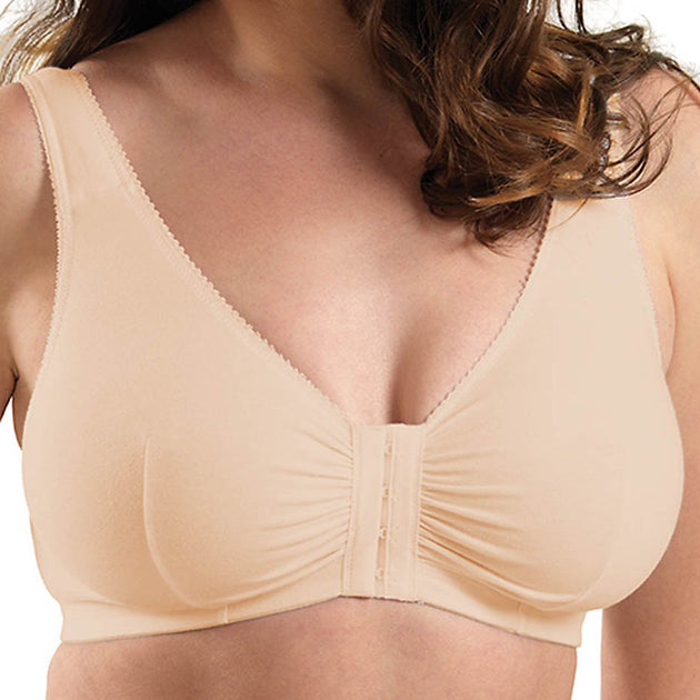 Front Closure Post Surgery Bra Nursing Mastectomy Brasieres Breathable  Bralette Seamless Soft Cup Wireless Everyday Bras (Color : Beige, Size 