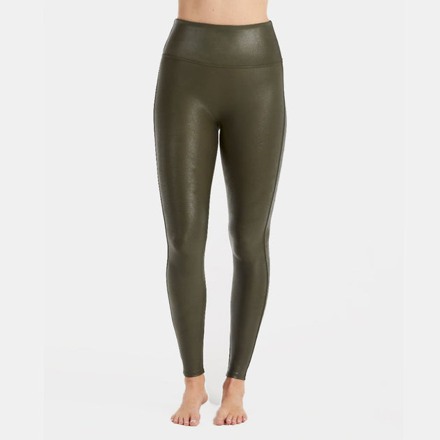 Womens SPANX green Faux Leather Leggings