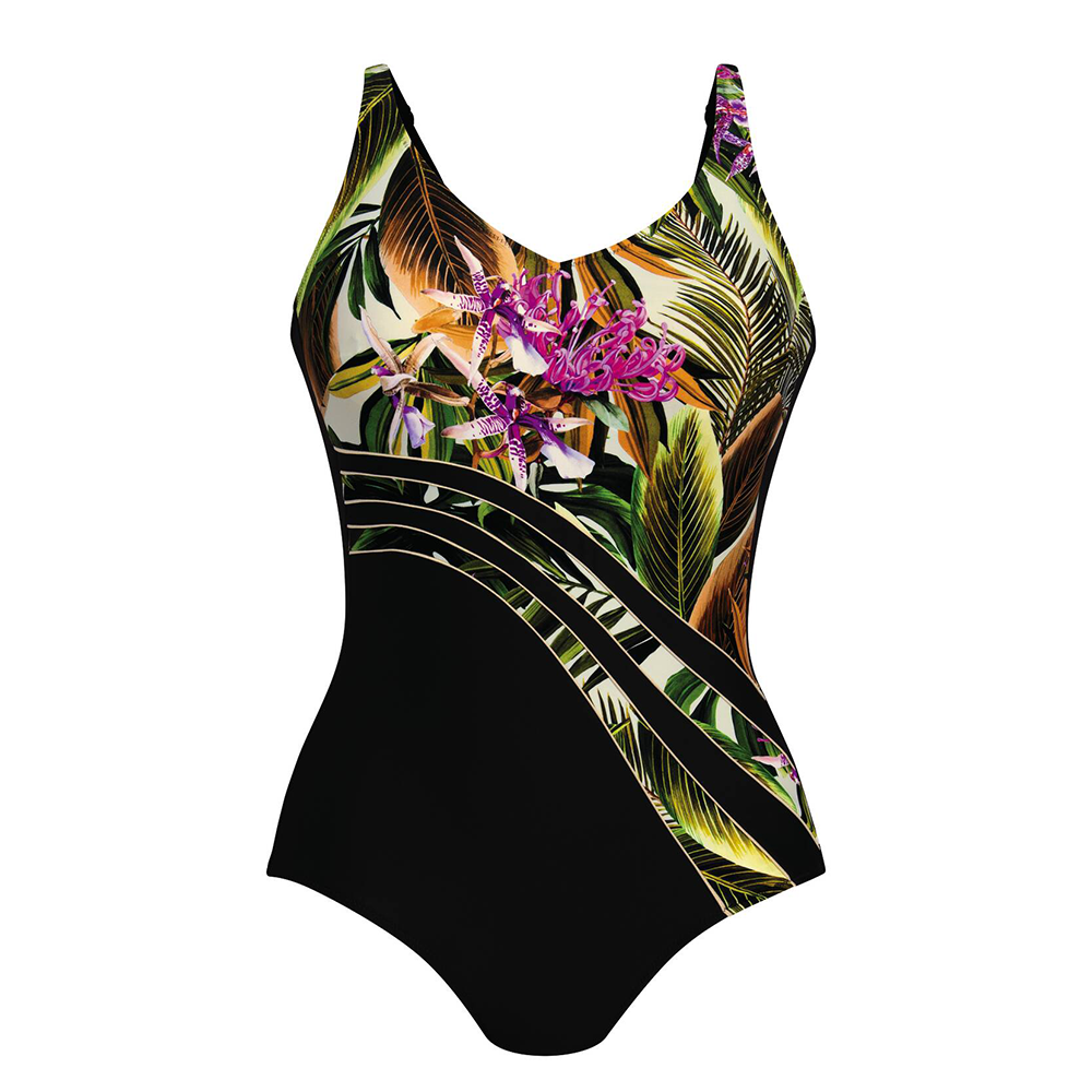 One Piece Prosthetic Swimsuit Green Tropic