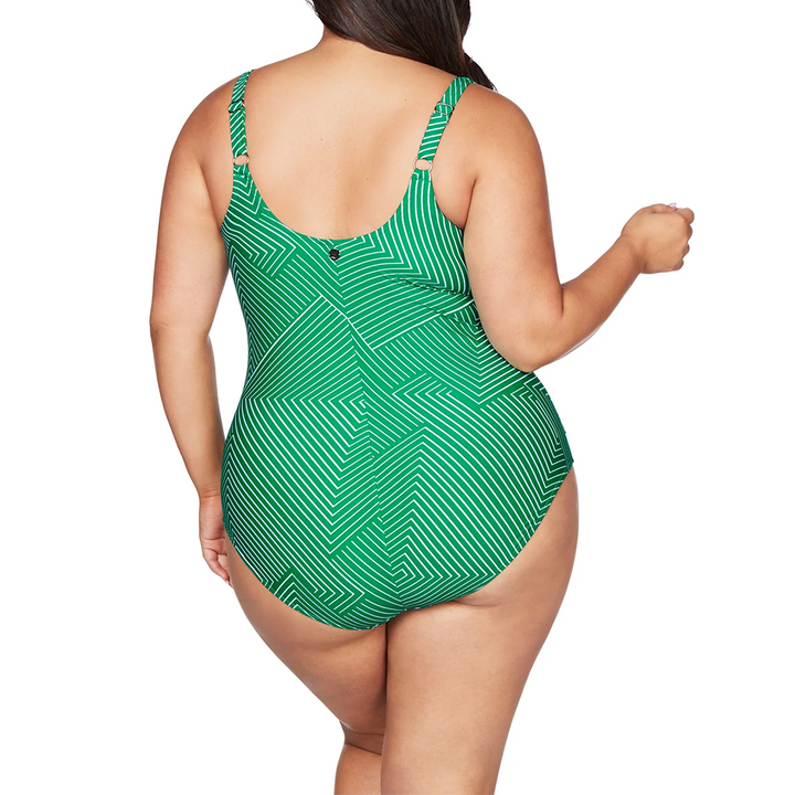 Artesands Linear Perspective Delacroix Multi Cup One Piece Swimsuit At1720ln Green