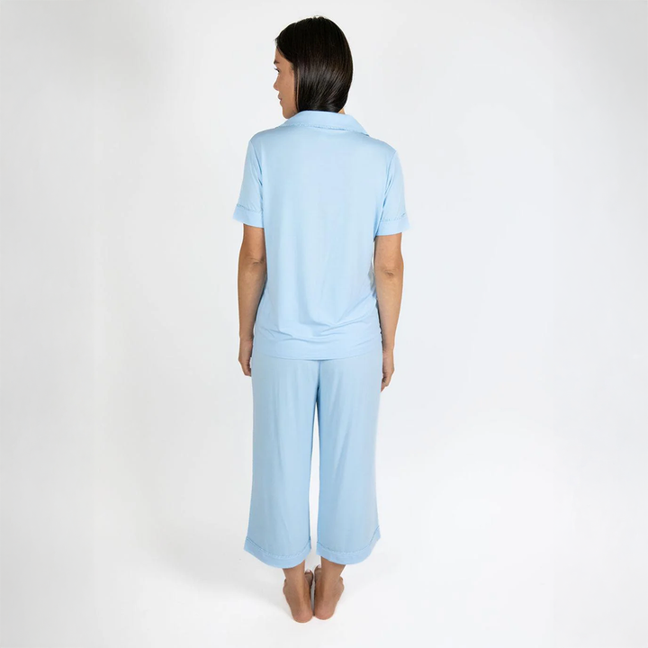 Jolene Cropped Pajama Set Cool Blue