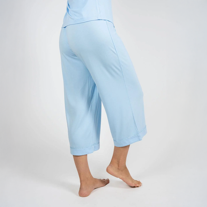 Jolene Cropped Pajama Set Cool Blue
