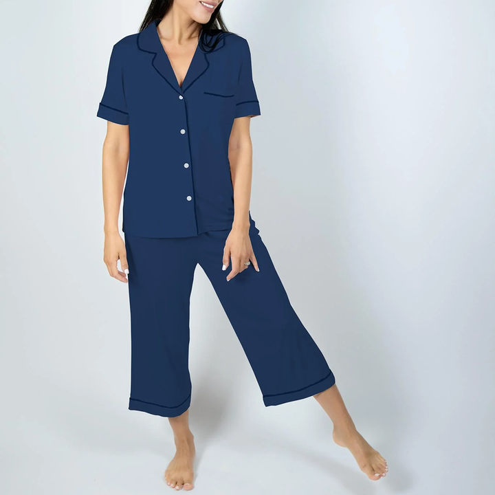 Jolene Cropped Pajama Set Navy