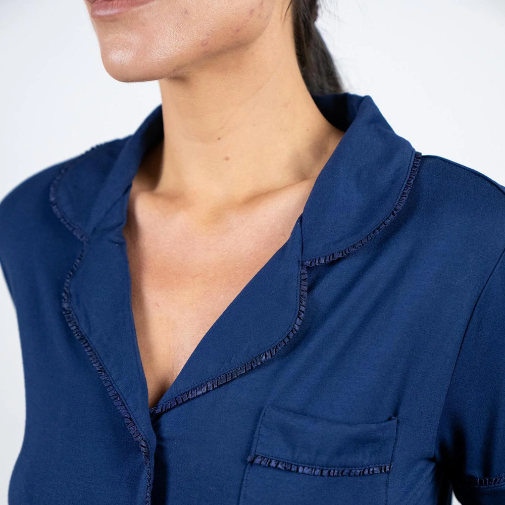 Jolene Cropped Pajama Set Navy