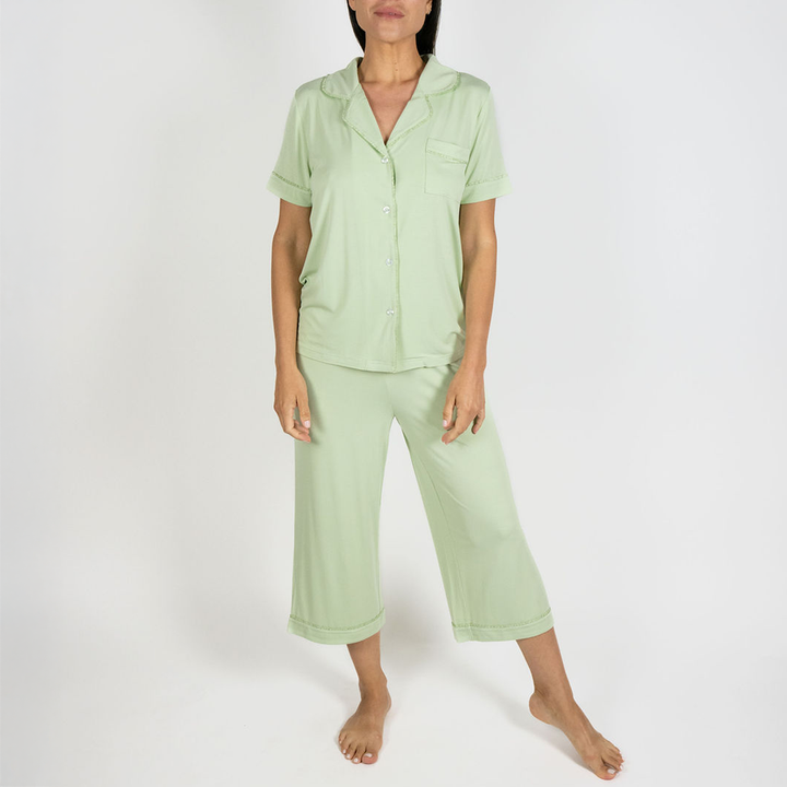 Jolene Cropped Pajama Set Olive BCROPPJ