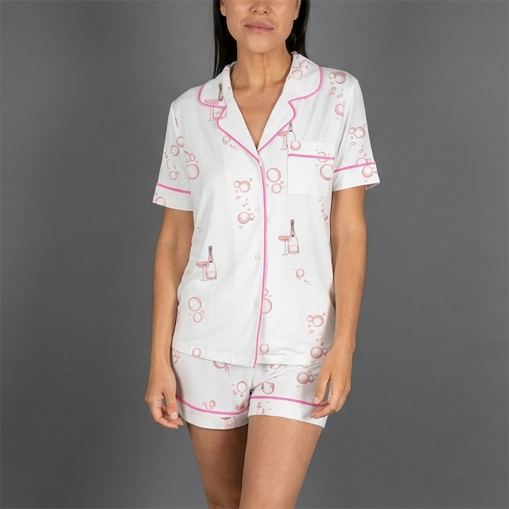 Jolene Short Printed Pajama Set Rose Bubbles