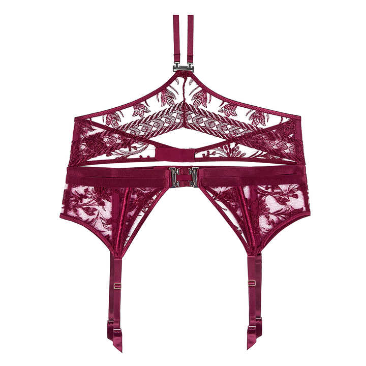 Magnetic Spell Suspender Belt Crimson