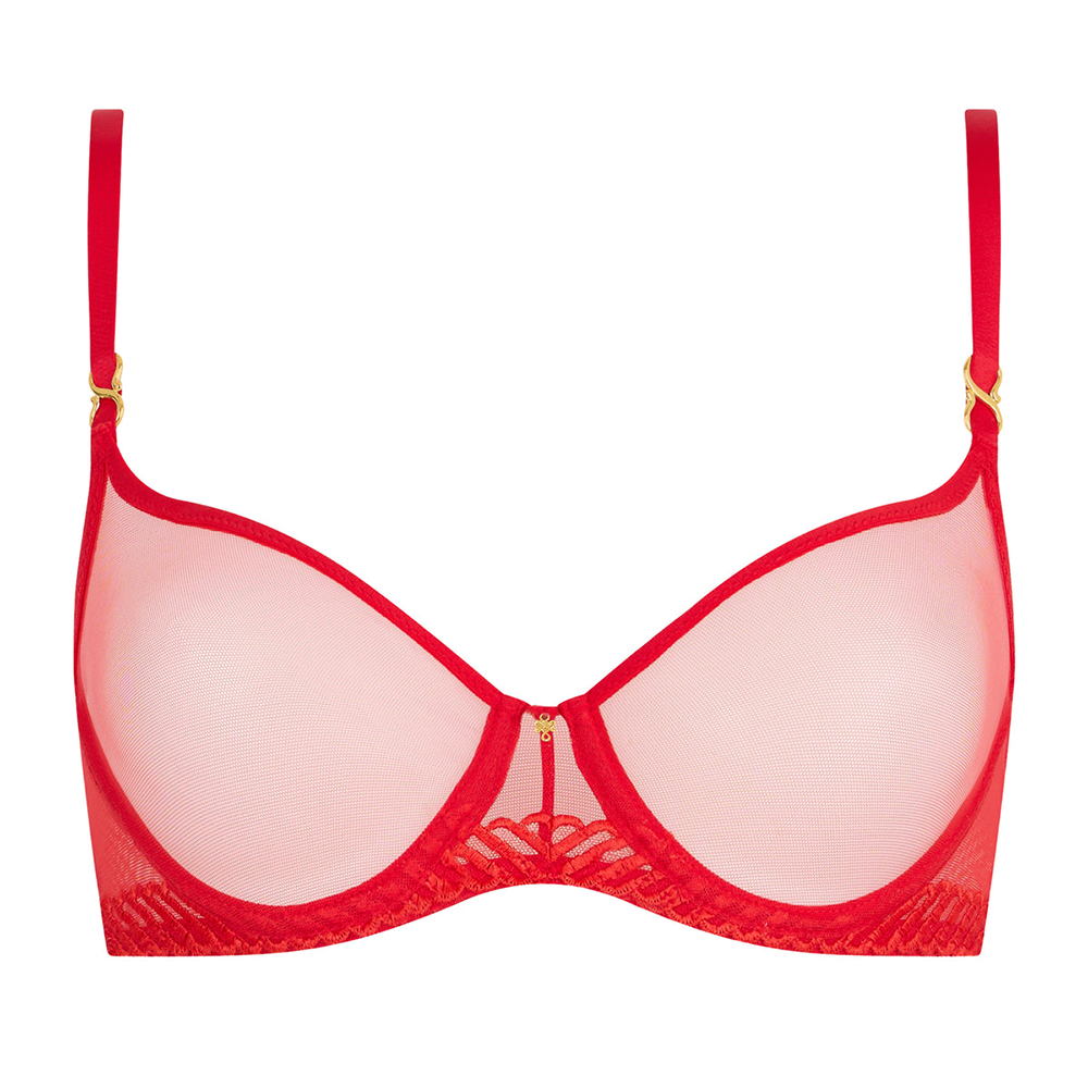 Sheer Emotion Underwired Balconette Bra Diva Red