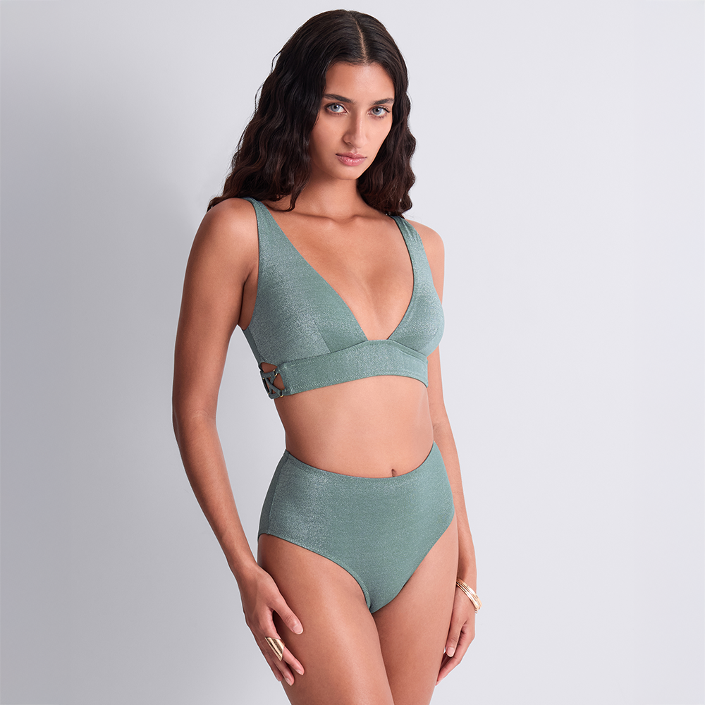 Summer Glow Triangle Bikini Top Aqua