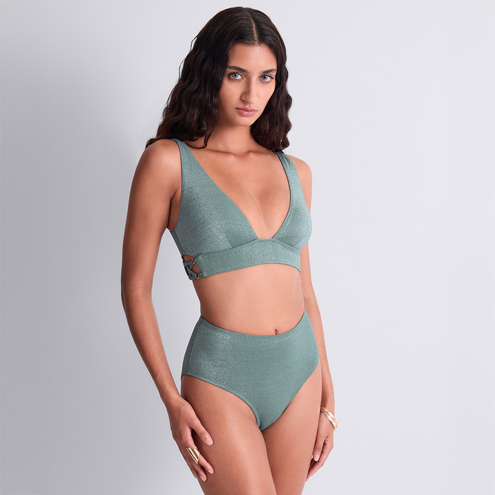 Summer Glow Triangle Bikini Top Aqua