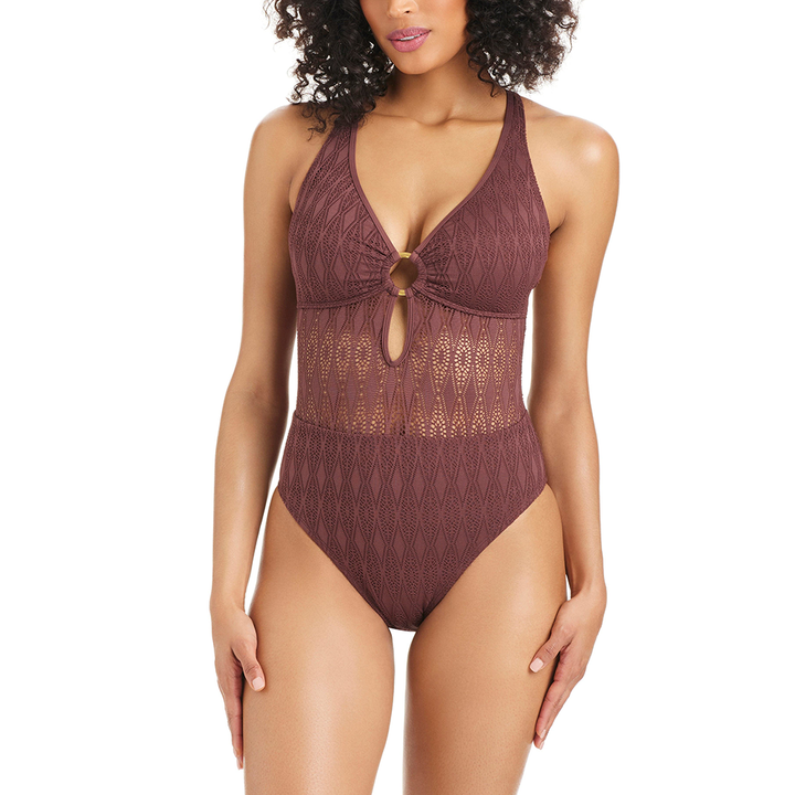 Sunkissed Crochet Ring Crossback Mio One-Piece Swimsuit Coffee