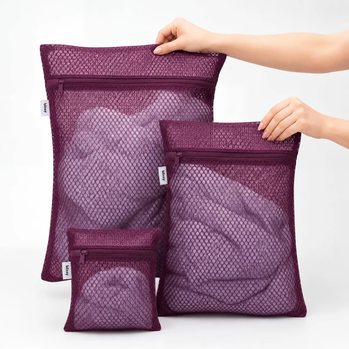 3 Pack Mesh Wash/Laundry Bags Plum