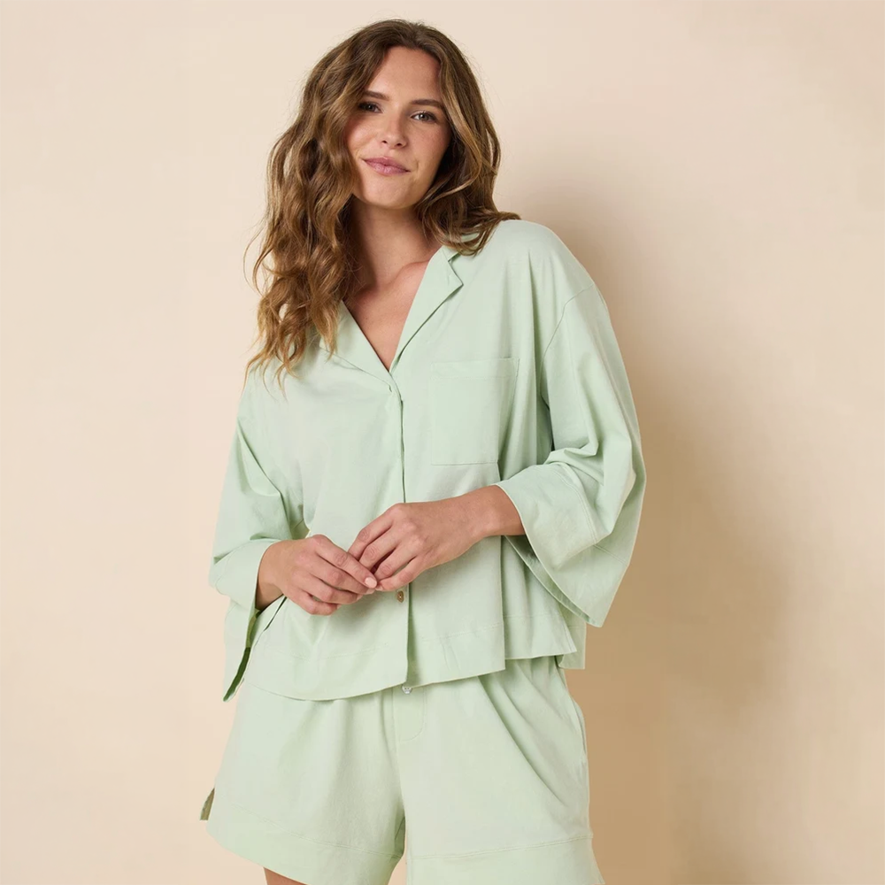 The Mariposa Long-Sleeved Short Set Celadon