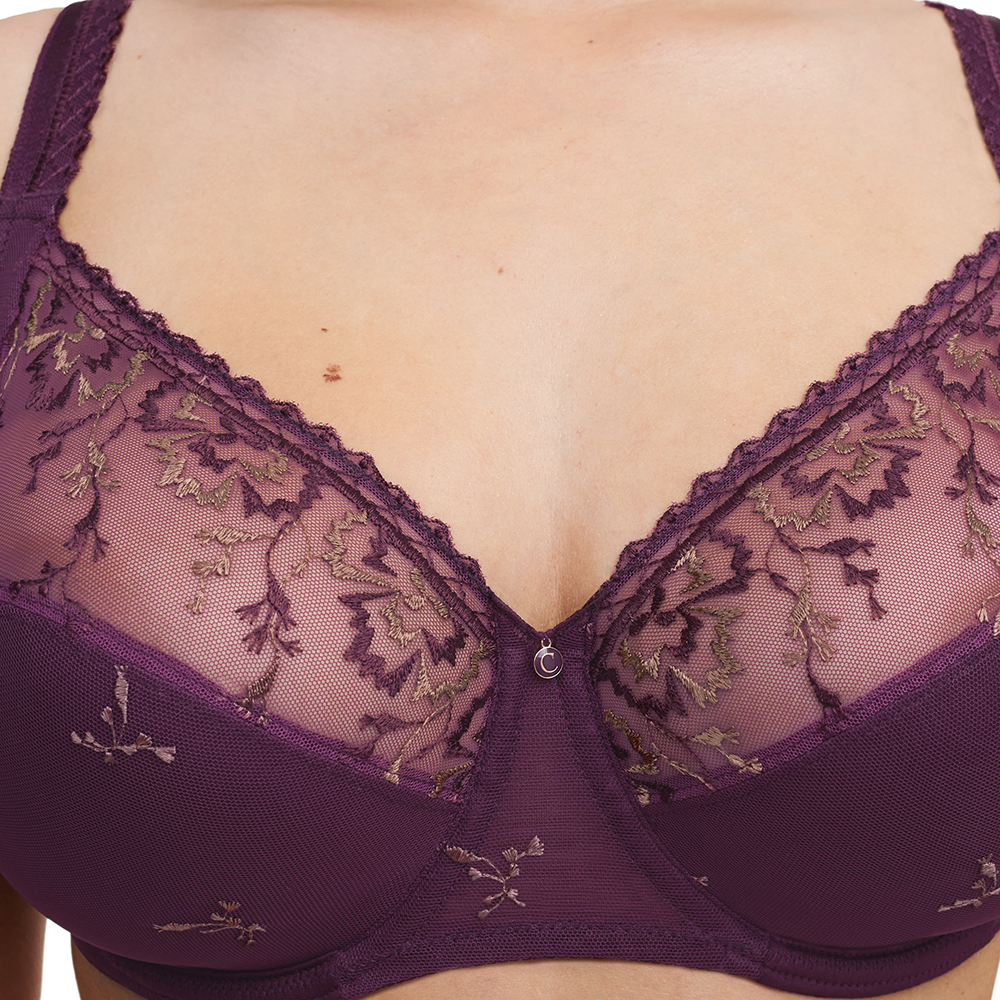 Every Curve Lace Full Coverage Unlined Bra Aubergine