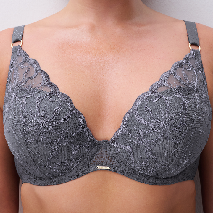 Fleurs Lace Plunge Contour Bra Stardust