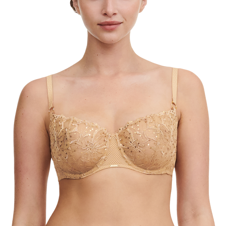 Fleurs Signature Lace Demi Bra Toffee Sequin