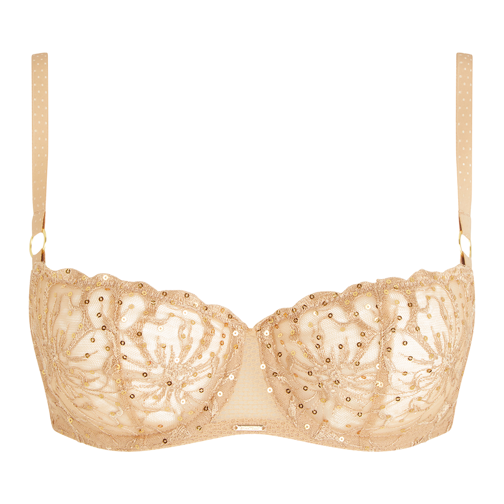 Fleurs Signature Lace Demi Bra Toffee Sequin