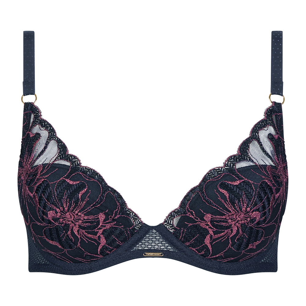 Fleurs Signature Lace Plunge T-Shirt Bra Sailing Blue