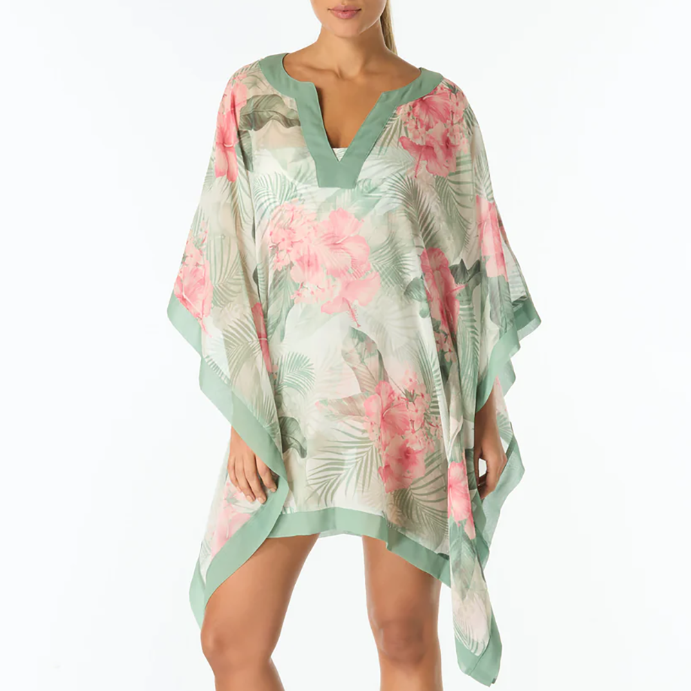 Hibiscus Breeze Grand Kaftan V-Neck