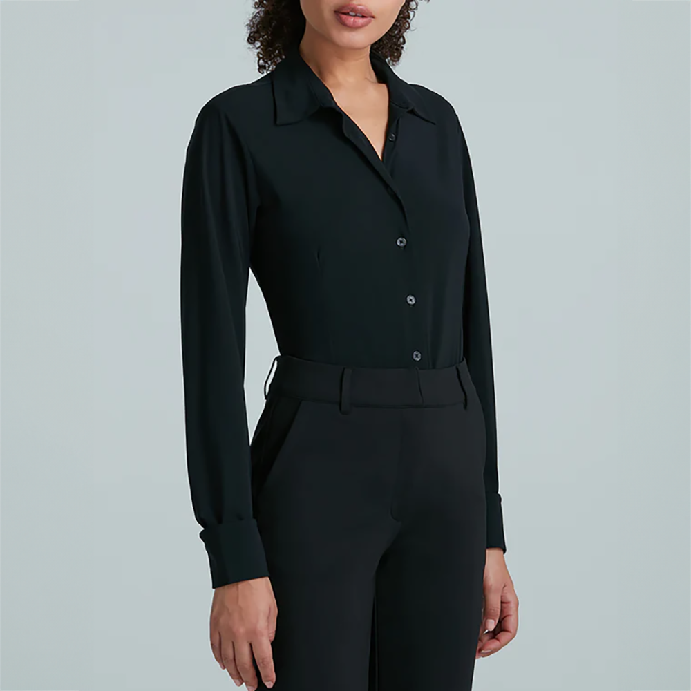 Classic Button Down Bodysuit Black