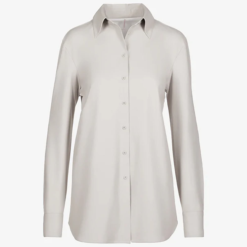 Lightweight Faux Leather Porcelain Button Down