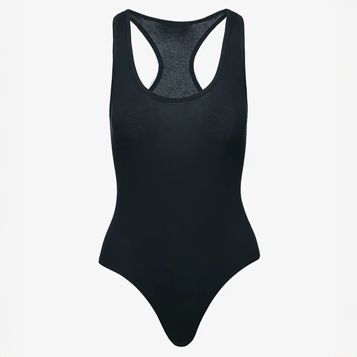 Luxury Rib Racerback Tank Bodysuit Black