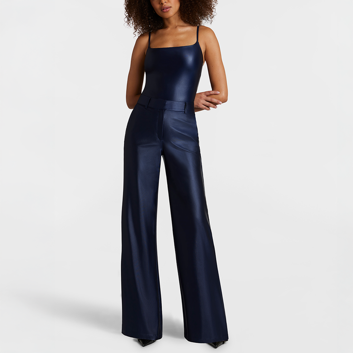 Matte Metallic Wide Leg Trouser Sapphire