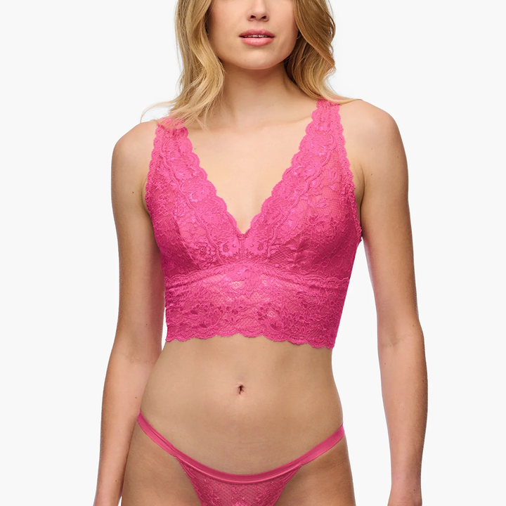 Never Say Never Plungie Longline Bralette Rosa Caldo