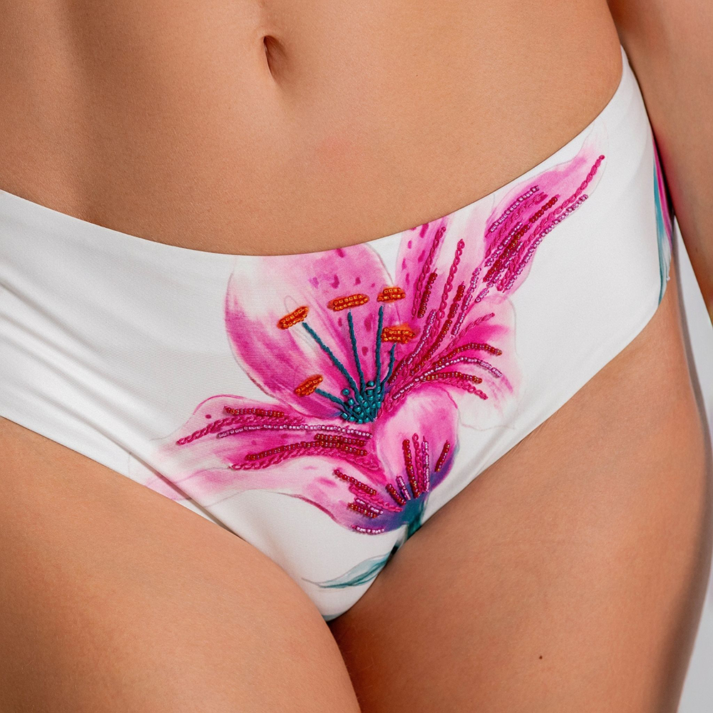 Beaded Floral Hipster Bikini Bottoms Multi Floral