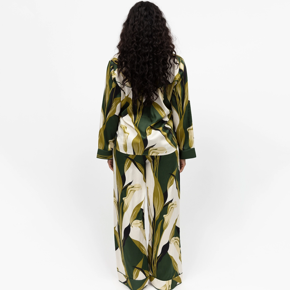 Maida Vale Olive Floral Long Sleeve Pyjama Set