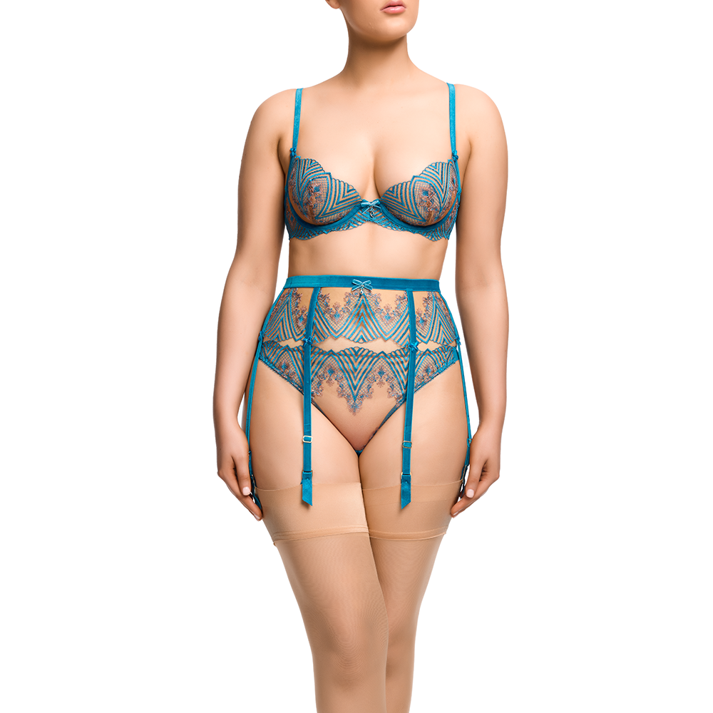 Fortunia Plunge Underwire Bra Mosaic Blue