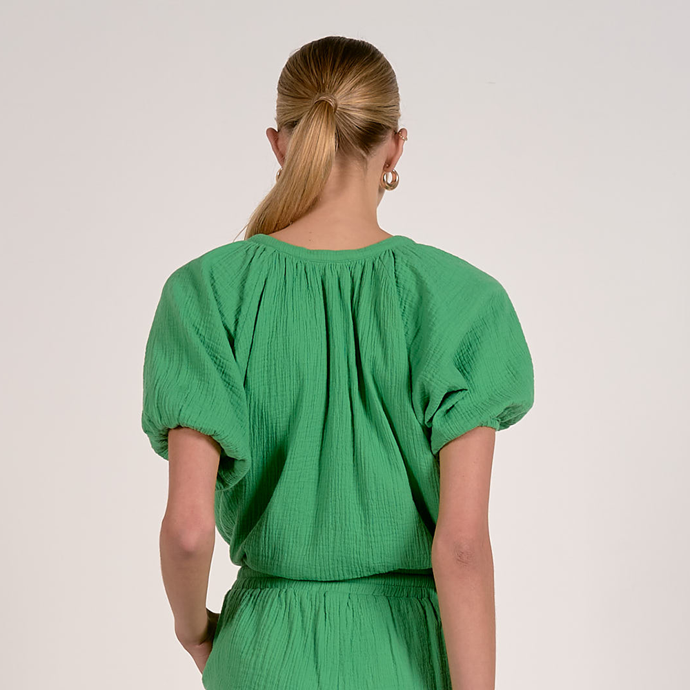 Breezy Puff Sleeve Shirt Kelly Green