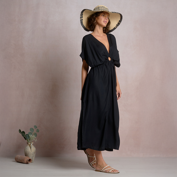 Coastal Chic Cutout Maxi Dress Black