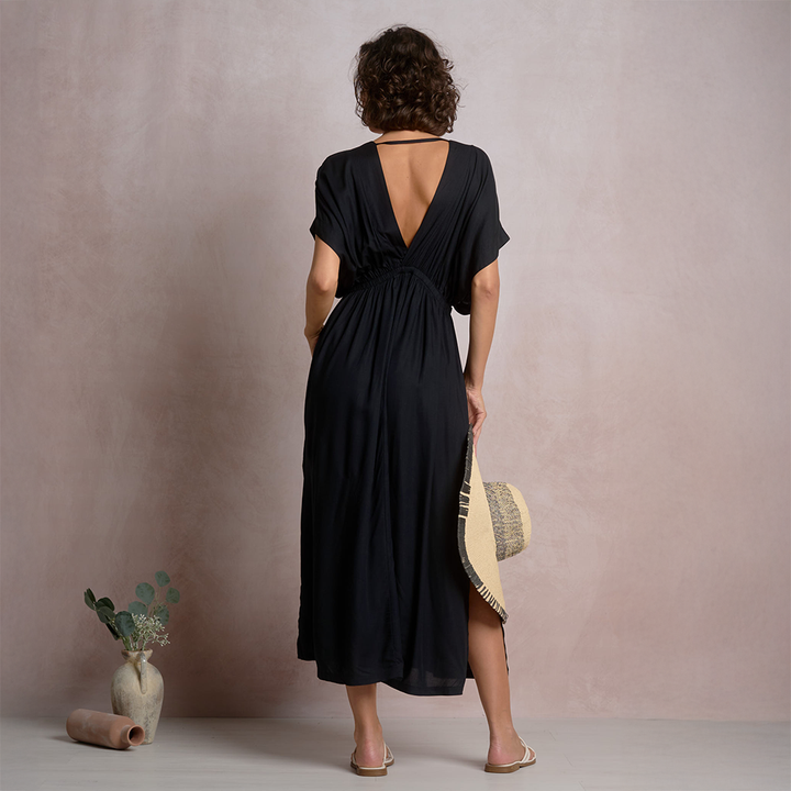 Coastal Chic Cutout Maxi Dress Black