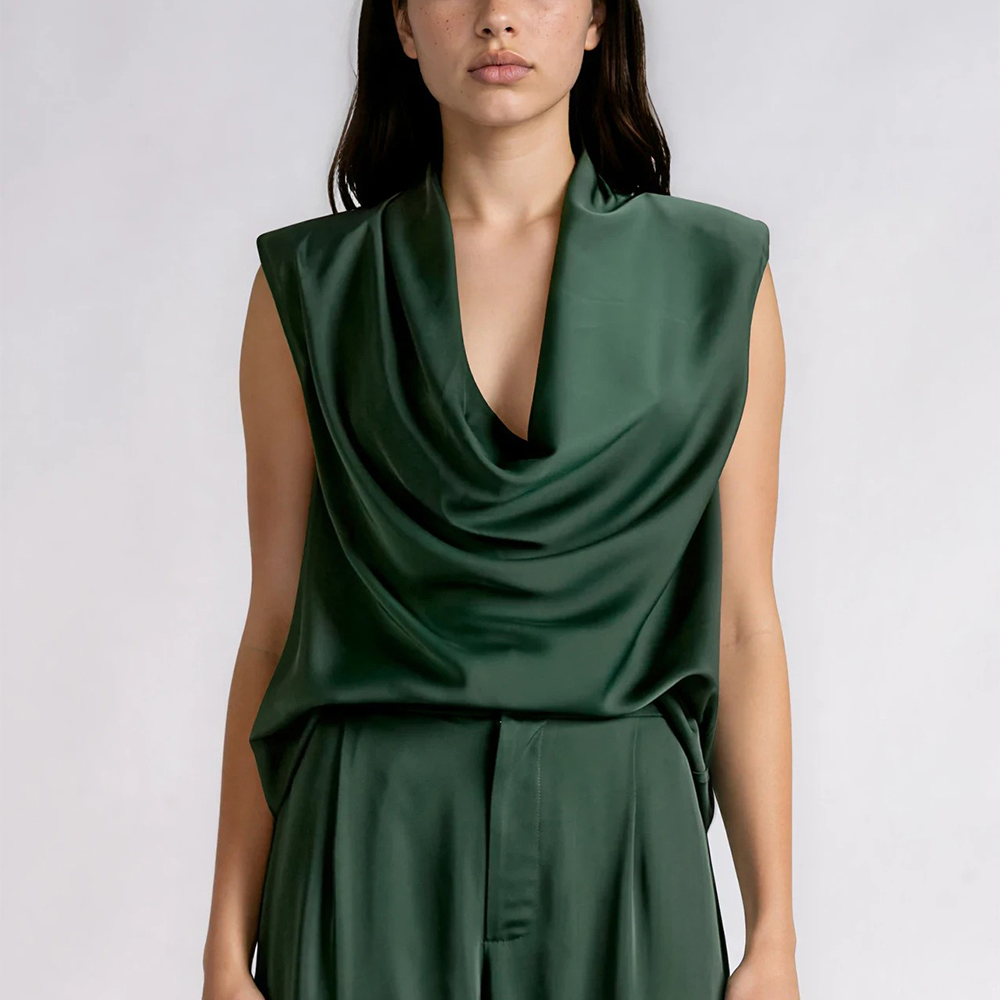 Elegance Cowl-Neck Top Emerald MPS11781