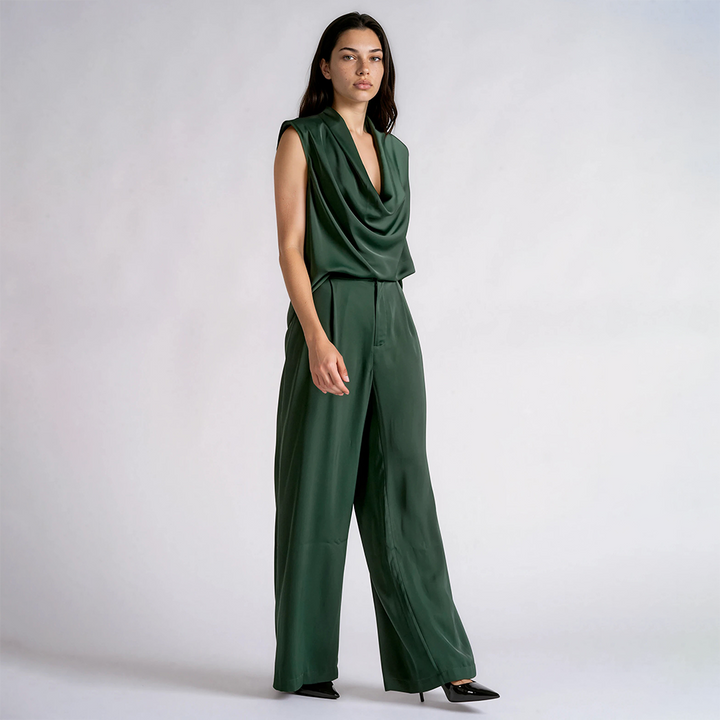 Elegance Wide-Leg Trousers Emerald MPS2897