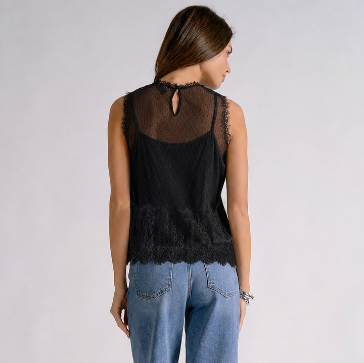 Eyelash Lace Overlay Top La11783