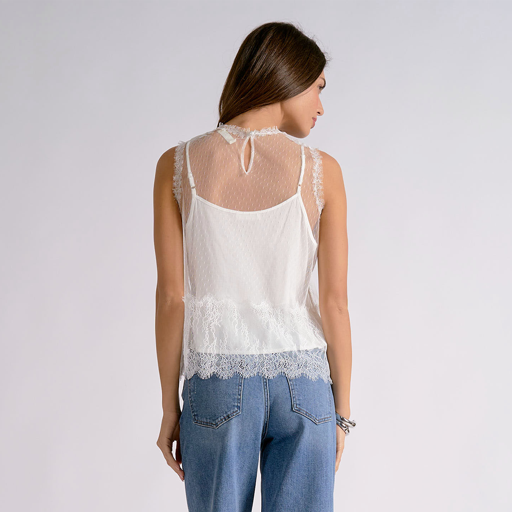 Eyelash Lace Overlay Top La11783
