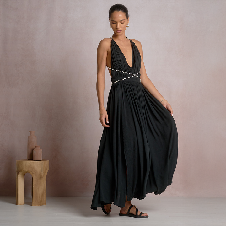 Grecian Goddess Maxi Dress Black