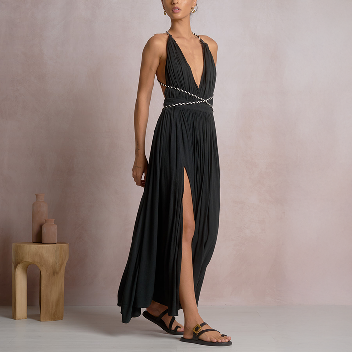 Grecian Goddess Maxi Dress Black
