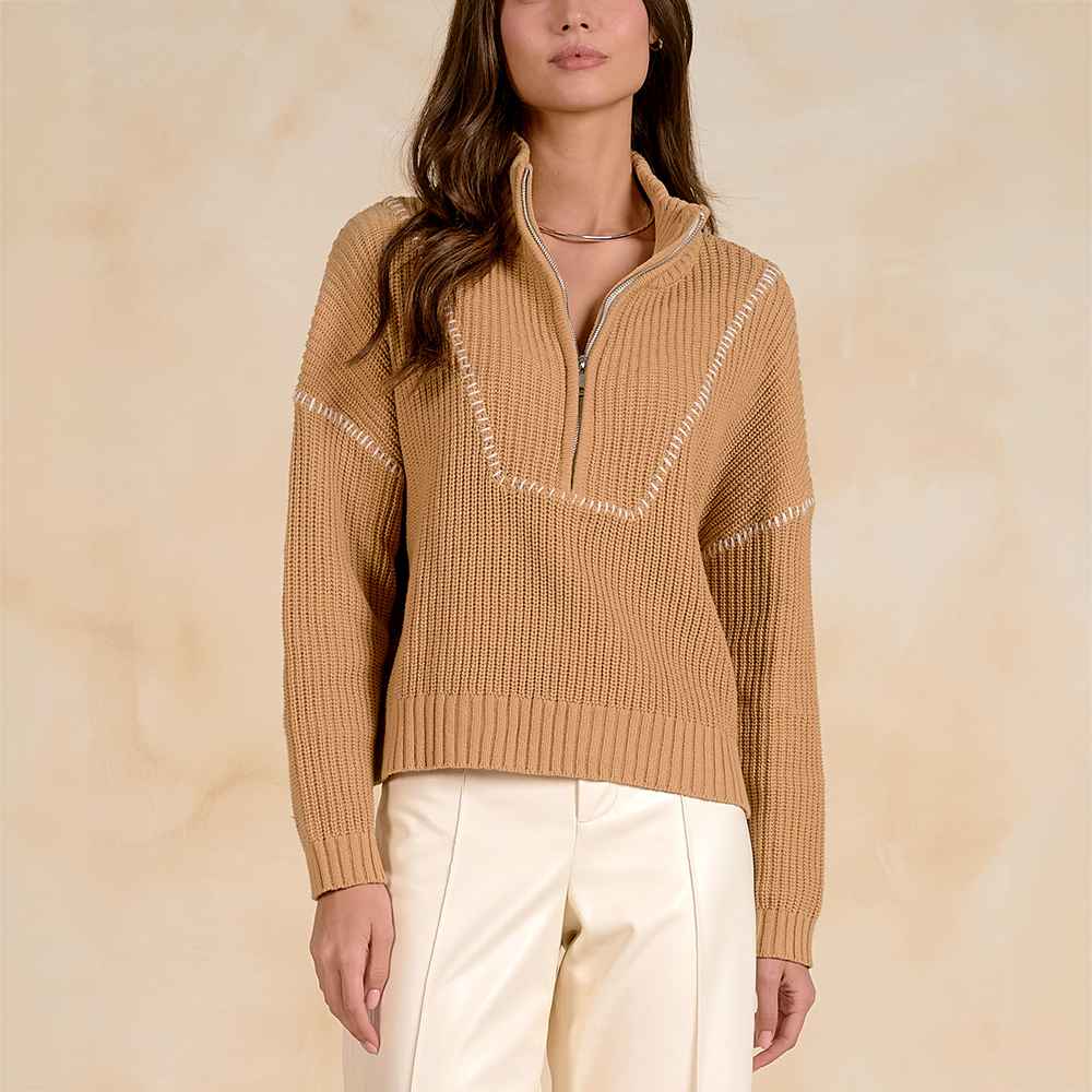 Half Zip Sweater Tan SWP11758